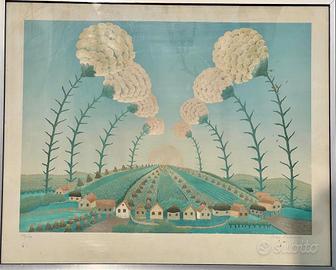 quadro surreale Ivan Rabusin litografia 82x66