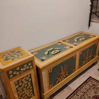 Cassa panca + comodino in legno 