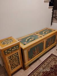 Cassa panca + comodino in legno 