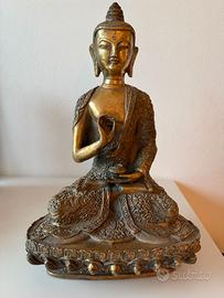 statua Buddha in bronzo + campana tibetana