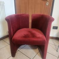 Poltroncine vintage  rosse in velluto