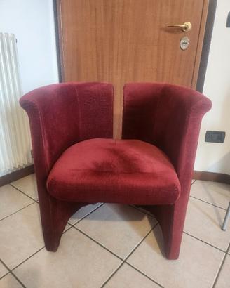 Poltroncine vintage  rosse in velluto