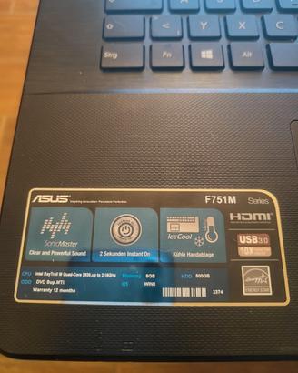 Notebook ASUS F751MA TY094H