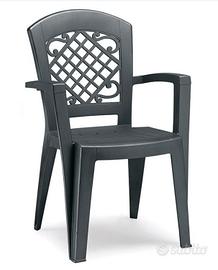 Sedie da giardino resina robusta grigia - 60 pezzi