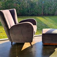 Poltrona artigianale retrò in velluto