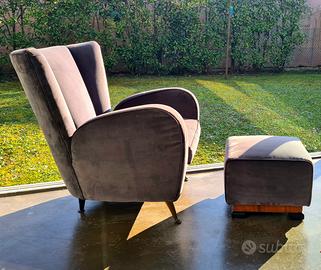 Poltrona artigianale retrò in velluto