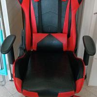 Poltrona Gaming Nera/Rossa Ecopelle Con Cuscini