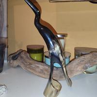 scultura di Airone intagliato a mano cm 29