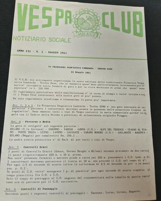 vespa club Milano notiziario piaggio 