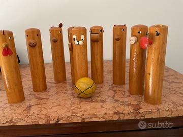 Birilli legno vintage animali