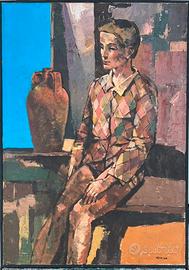 Quadro Arlecchino alla finestra, Vittorio Messina
