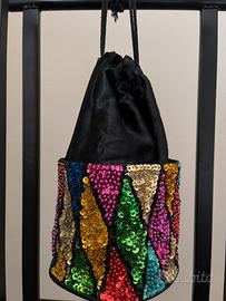 Borsa secchiello con paillettes