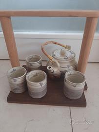 teiera e tazze stile orientale,con vassoio