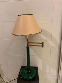2 Lampada da tavolo vintage metallo verde e ottone