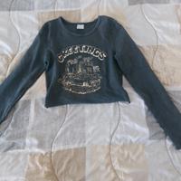 maglietta bershka manica lunga grigia taglia L