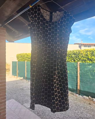Vestito beige pois neri tg S