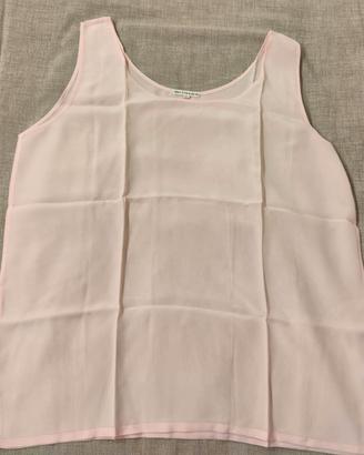 Canotta donna in pura seta rosa cipria