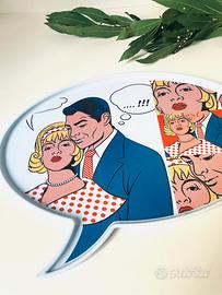 Vassoio melamina forma fumetto Pop Art Baci Milano