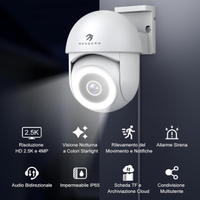 2,5K Telecamera Wi-Fi Esterno 4MP  2,4GHz con Faro