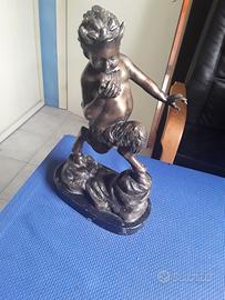 Antica scultura Fauno in  bronzo 