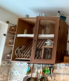 Pensile porta piatti e bicchieri in legno