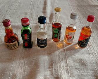 6 Bottigliette Mignon Liquori Vintage Anni '60/'70