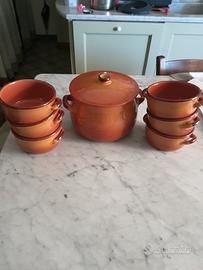 pentola coccio + 6 ciotole 