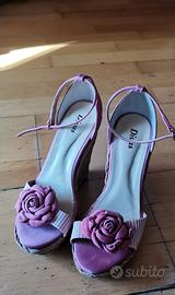 Sandalo rosa tacco alto zeppa Divas