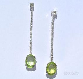 Orecchini Oro 18kt pendenti con Peridot e Diamanti