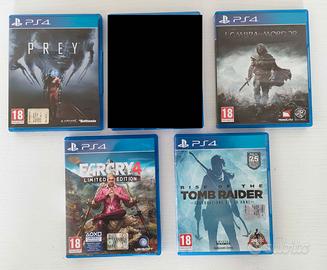 Giochi PS4 e PS3 Prey, Tomb Raider FarCry 4 Lego