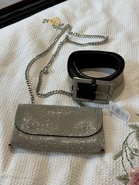 Set borsa gioiello e cintura con strass - NUOVI
