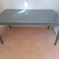 Tavolo allungabile moderno in vetro grigio