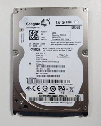 HD 2,5" Seagate 500GB 5400RPM - Laptop Thin HDD