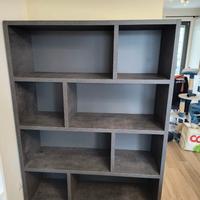 Libreria a parete grigio cemento 164x120x39 cm