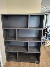 Libreria a parete grigio cemento 164x120x39 cm