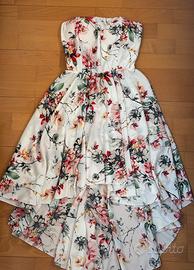 Floral High-Low Strapless Summer Dress