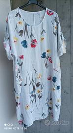 Vestito Estivo 100% Lino Leggero Floreale Nuovo.