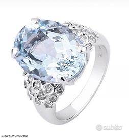 ANELLO ORO 18kt. DIAMANTI ED ACQUAMARINA ct. 6,67