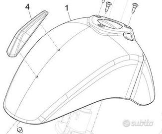 Parafango ant. Piaggio Vespa 125 /300/ 310 grigio