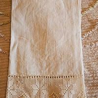 Asciugamani canapa con grande fatte all uncinetto