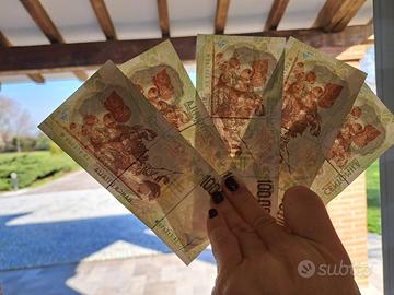 Banconote repubblica italiana da 100.000 lire