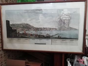 Antica INCISIONE Napoli da Chiaia grande