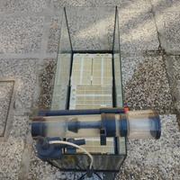 Acquario con schiumatoio per pesca