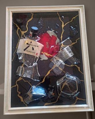 Quadro artigianale in stile kintsugi