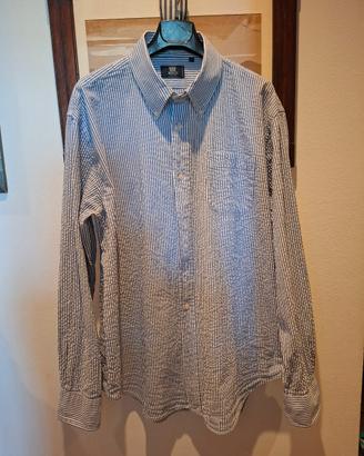 camicia uomo cotone goffrato riga blu Boggi XL