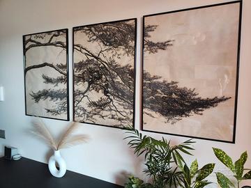 Set 3 quadri albero rami stilizzati