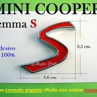 Stemma MINI COOPER S scritta logo badge ROSSO NERO