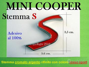 Stemma MINI COOPER S scritta logo badge ROSSO NERO