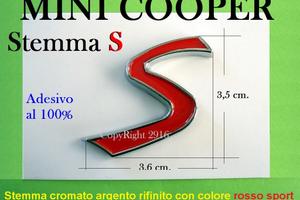 Stemma MINI COOPER S scritta logo badge ROSSO NERO
