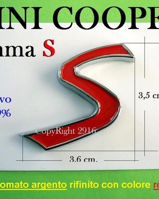 Stemma MINI COOPER S scritta logo badge ROSSO NERO
